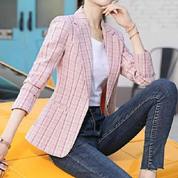 Hannah - Classic Checkered Single-Button Blazer for Women