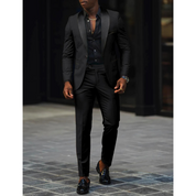 Men's Blazer and Trousers Set - Shawl Lapel with Contrast Colour