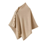 Women's Button Detail Poncho - Asymmetric Design with Draped Fit