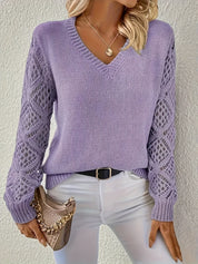 Chic V-Neck Sweater with Cut-Out Detail for Women | Katie