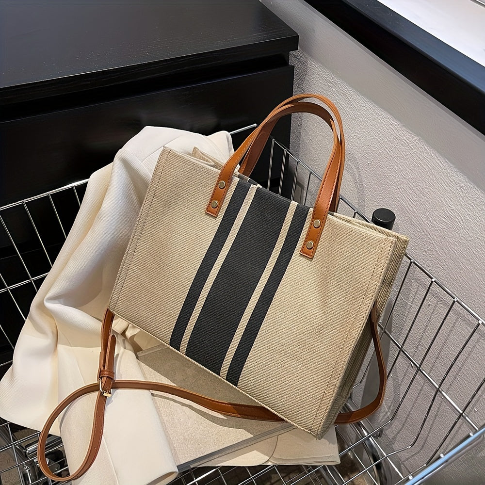 Women's Striped Tote Bag - Versatile Everyday Style