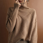 Women’s Jumper - Diamond Knit with Roll Neck