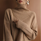 Women’s Jumper - Diamond Knit with Roll Neck