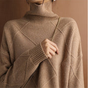 Women’s Jumper - Diamond Knit with Roll Neck