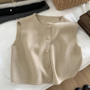 Women's Gilet - Button-Front with Round Neck
