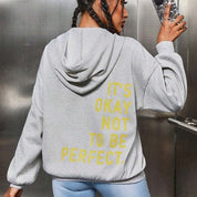Women's Hoodie - Slogan Print with Kangaroo Pocket