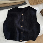 Women's Gilet - Button-Front with Round Neck