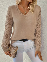 Chic V-Neck Sweater with Cut-Out Detail for Women | Katie