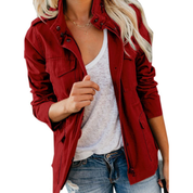 Women's Utility Jacket - Multi-Pocket with Stand Collar