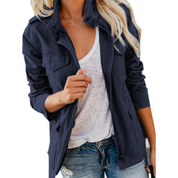 Women's Utility Jacket - Multi-Pocket with Stand Collar