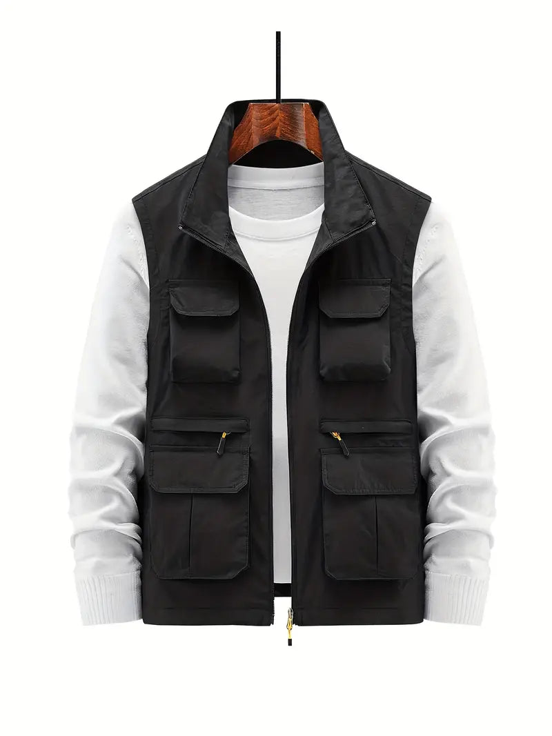 Versatile Multi-Pocket Zip Vest for Men | Sean