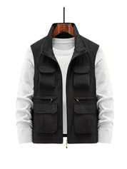 Versatile Multi-Pocket Zip Vest for Men | Sean