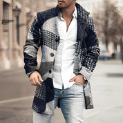 Men's Plaid Overcoat - Button Front with Side Pockets