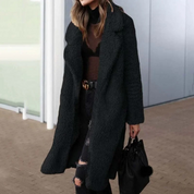 Women's Coat - Fuzzy Texture with Notch Lapel