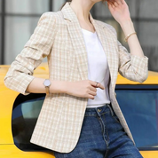 Hannah - Classic Checkered Single-Button Blazer for Women