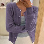 Women's Cardigan - Button-Down Closure with Ribbed Hem & Cuffs