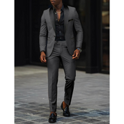 Men's Blazer and Trousers Set - Shawl Lapel with Contrast Colour