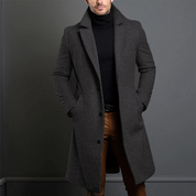 Men's Coat - Single-Breasted Long Overcoat