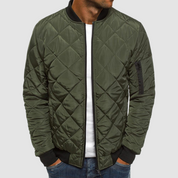 Men's Bomber Quilted Jacket - Zip Front & Sleeve Pockets