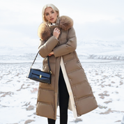Women's Winter Padded Parka - Drawstring Waist and Detachable Fluffy Hood