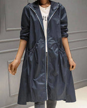 Women's Waterproof Long Jacket - Hooded Outerwear