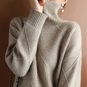 Women’s Jumper - Diamond Knit with Roll Neck