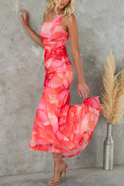 Elegant and Vibrant Floral Midi Dress for Women