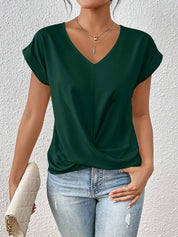 Women's Lightweight V-Neck Top - Short Sleeve Casual Summer Blouse