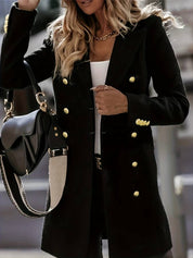 Women's Double-Breasted Winter Coat - Tailored Fit