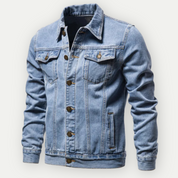 Men's Denim Jacket - Contrast Stitching with Button Pockets
