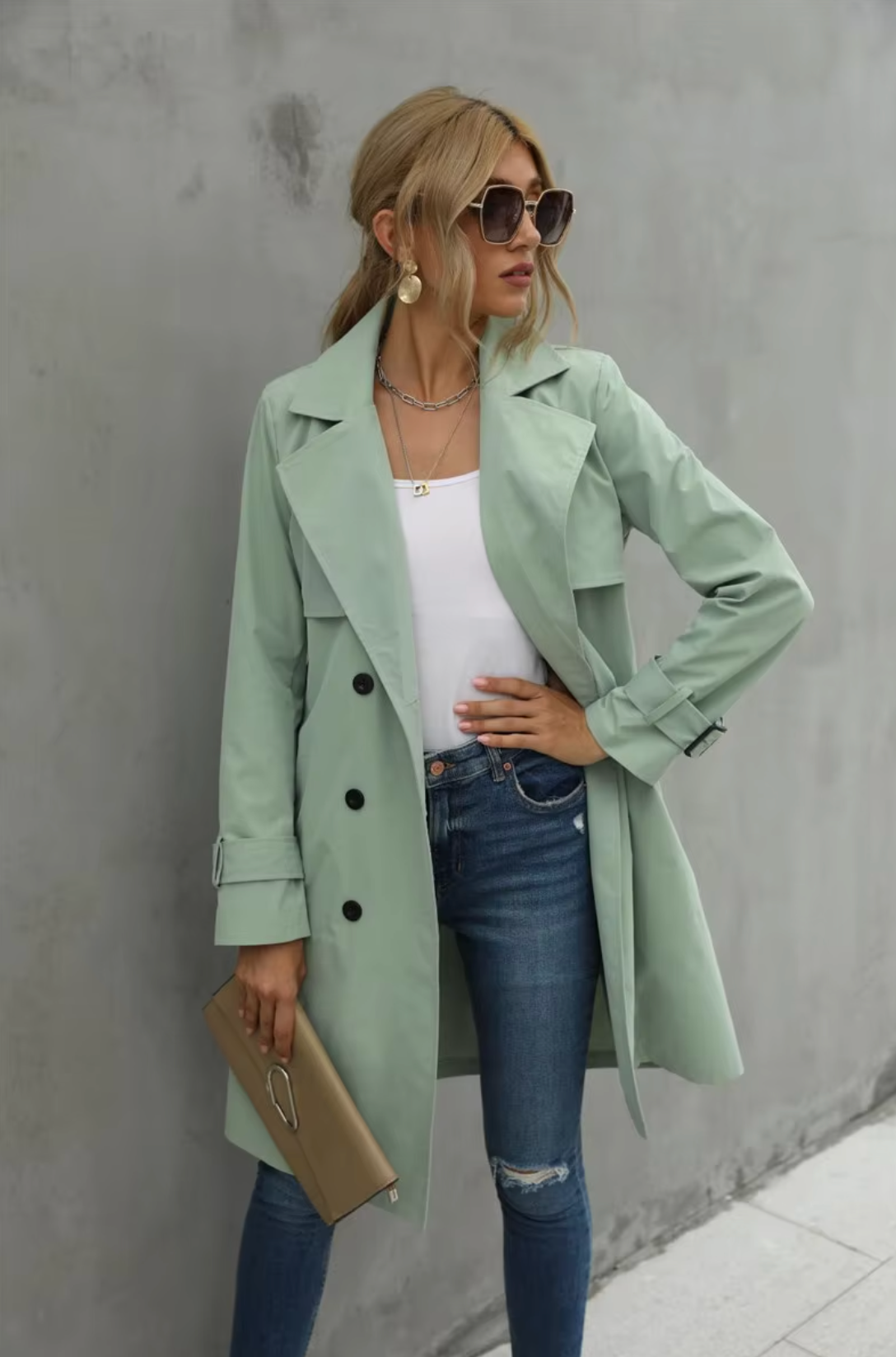 Women's Casual Long Trench Coat - Stylish & Warm