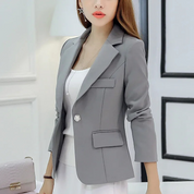 Women's Blazer - One-Button Closure with Notch Lapel Collar