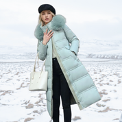 Women's Winter Padded Parka - Drawstring Waist and Detachable Fluffy Hood