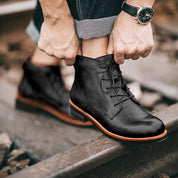 Men's Lace-Up Ankle Boots - Sturdy Sole