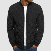 Men's Bomber Quilted Jacket - Zip Front & Sleeve Pockets