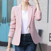 Hannah - Classic Checkered Single-Button Blazer for Women