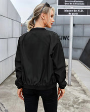 Women's Bomber Jacket - Full Zip with Side & Sleeve Pockets
