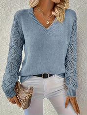 Chic V-Neck Sweater with Cut-Out Detail for Women | Katie