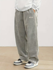 Men's Ribbed Trousers - Wide Leg and Straight Fit