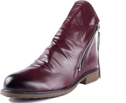 Men's Ankle Boots - Side Zip with Low Heel