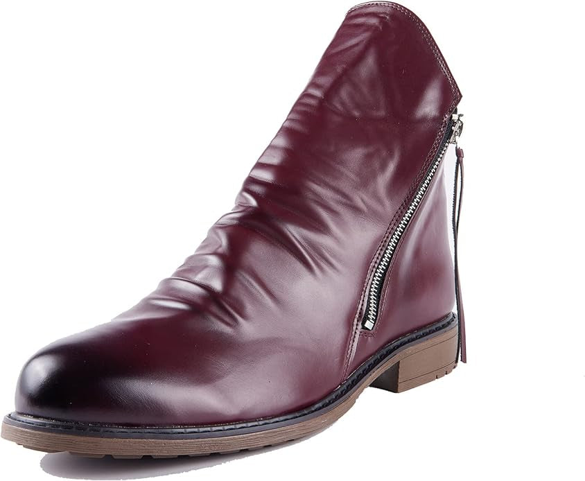 Men's Ankle Boots - Side Zip with Low Heel