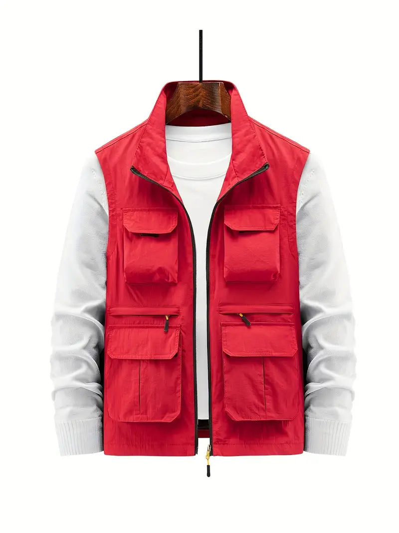 Versatile Multi-Pocket Zip Vest for Men | Sean