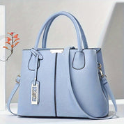 Women's Leather Handbag - Stylish Structured Tote & Crossbody Strap