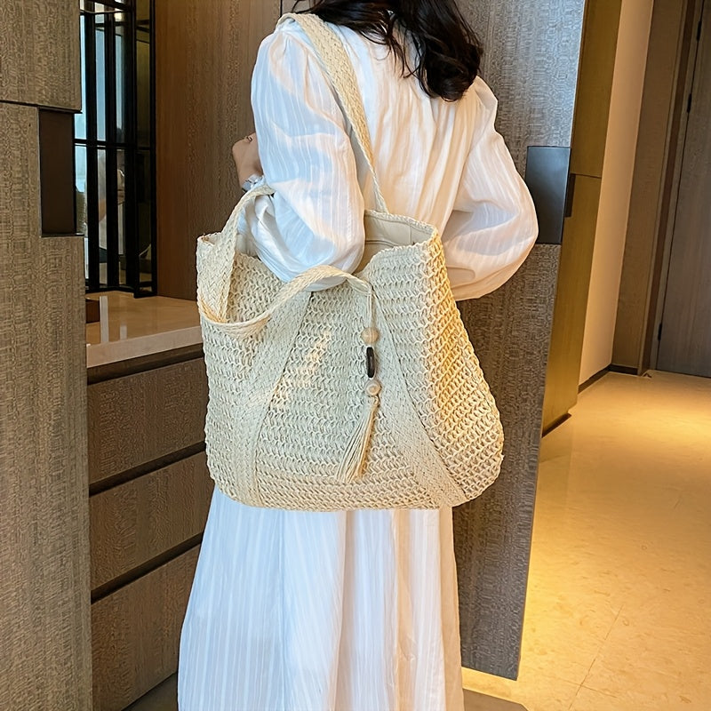 Women's Woven Beach Tote Bag - Versatile Summer Style