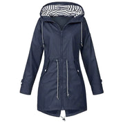 Women's Waterproof Long Jacket - Windproof & Adjustable Waist