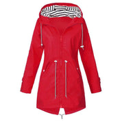 Women's Waterproof Long Jacket - Windproof & Adjustable Waist