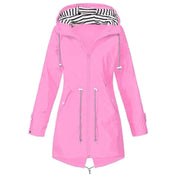 Women's Waterproof Long Jacket - Windproof & Adjustable Waist