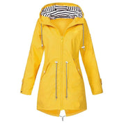 Women's Waterproof Long Jacket - Windproof & Adjustable Waist