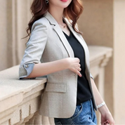 Women's Tailored Blazer - 3/4 Sleeve with Striped Lining