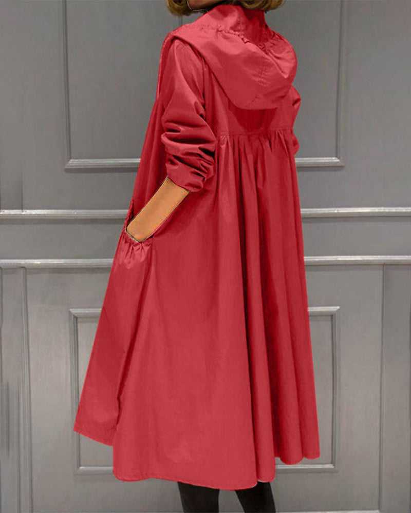 Women's Waterproof Long Jacket - Hooded Outerwear